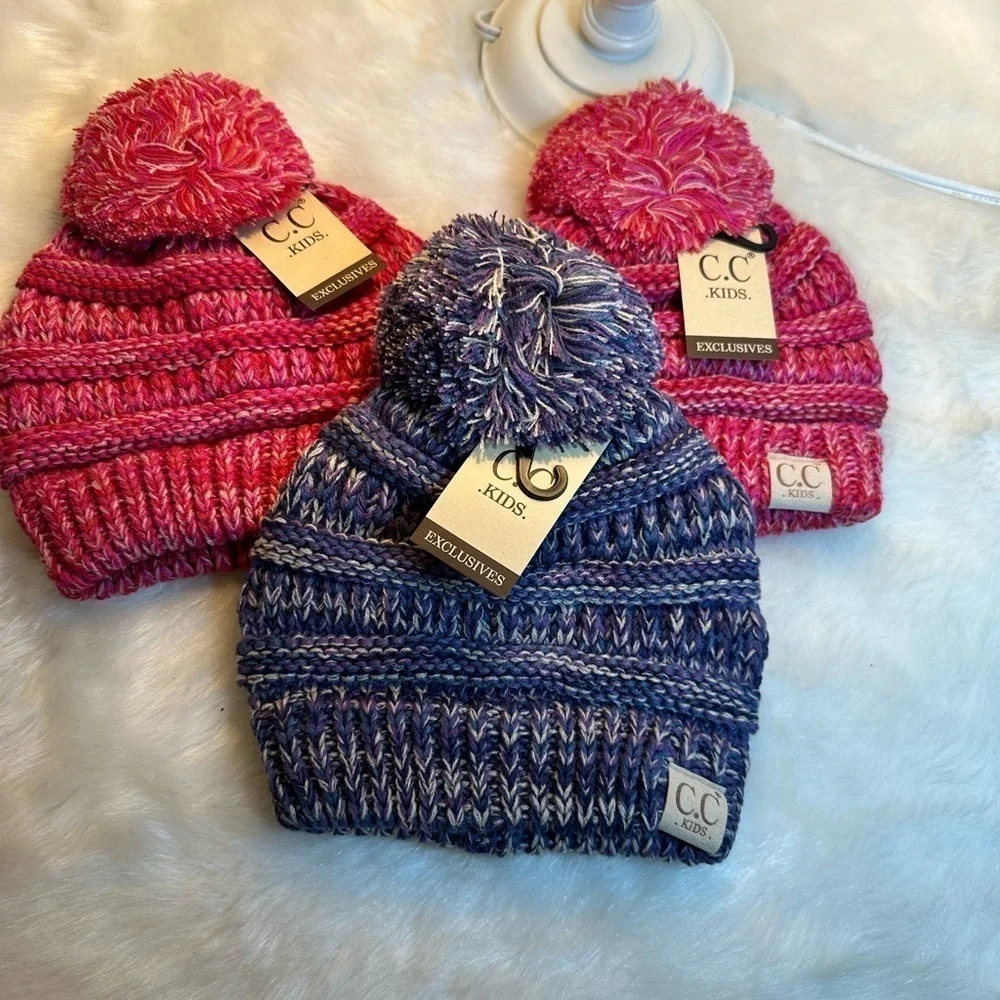 NWT C.C bundle of 2 Beanie Pom kids pink
